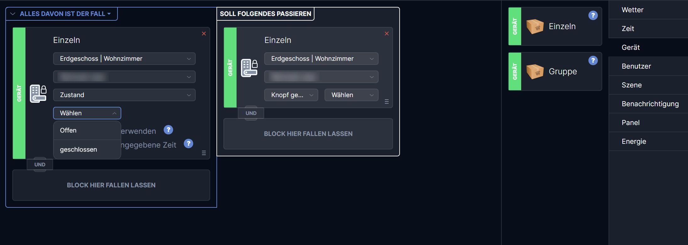 22 Block Bedingung auf oder zu